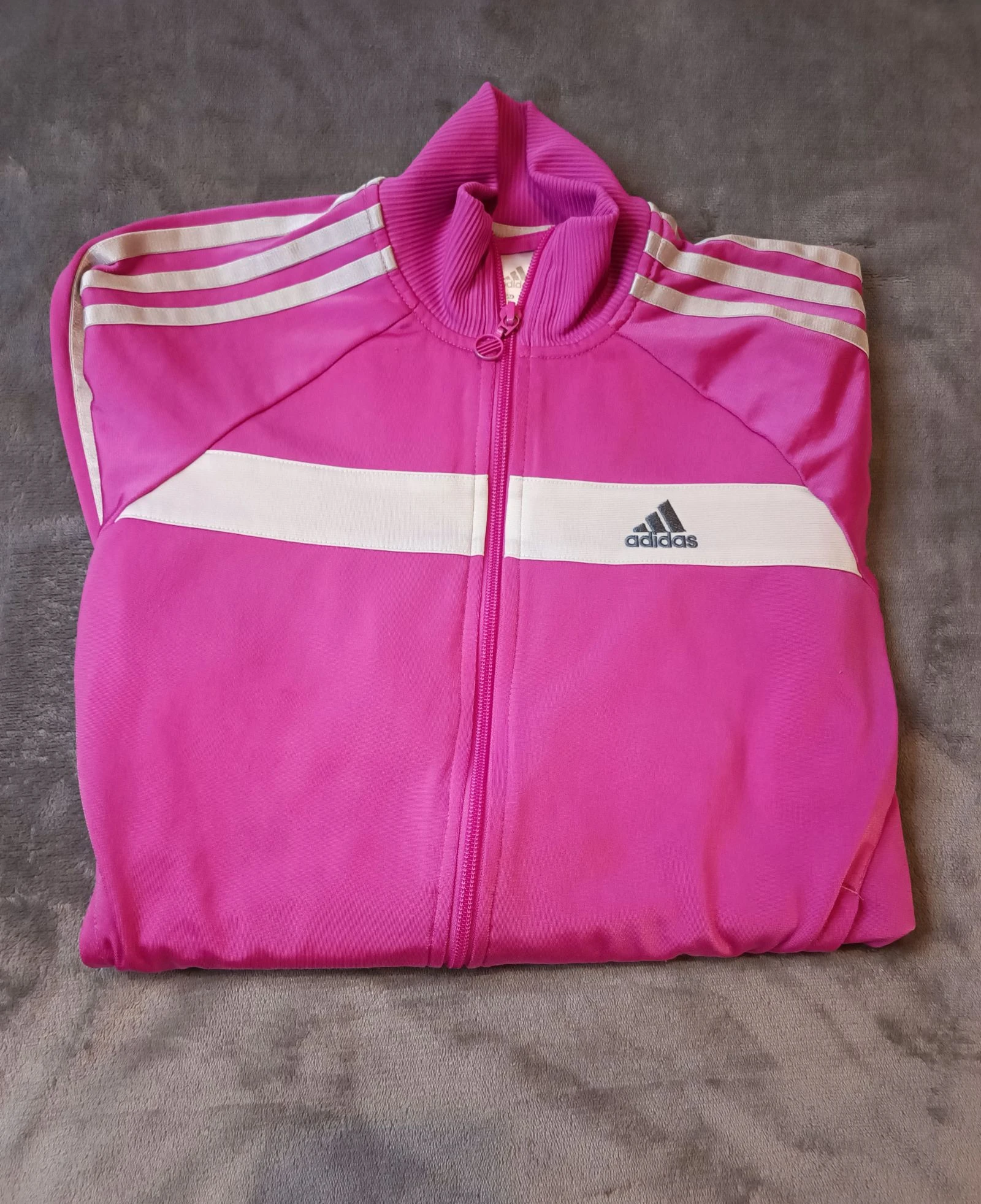 Adidas girls' zip-up tracksuit jacket size 14 years good condition pink color – photo 6